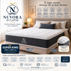 200 × 200 Colchón NUVORA Eclipse Super King 200x200 – Confort Premium