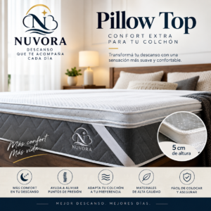 Pillow Top NUVORA de 5 cm de altura. 100x190x5