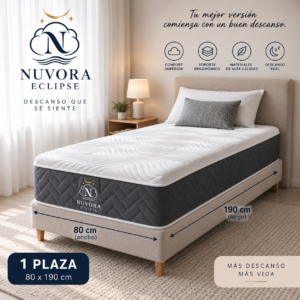 Colchón NUVORA Eclipse 1 Plaza 80x190 – Confort Premium