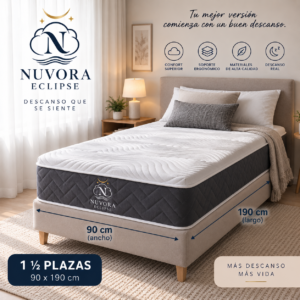90 × 190 Colchón NUVORA Eclipse 1½ Plaza 90x190 – Confort Premium