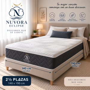 140 × 190 Colchón NUVORA Eclipse 2 Plazas 140x190 – Confort Premium