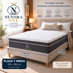 Colchón NUVORA ONE 130×190×25 cm – Confort y Soporte
