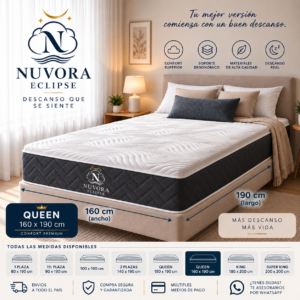 160 × 200 Colchón NUVORA Eclipse Queen 160x200 – Confort Premium